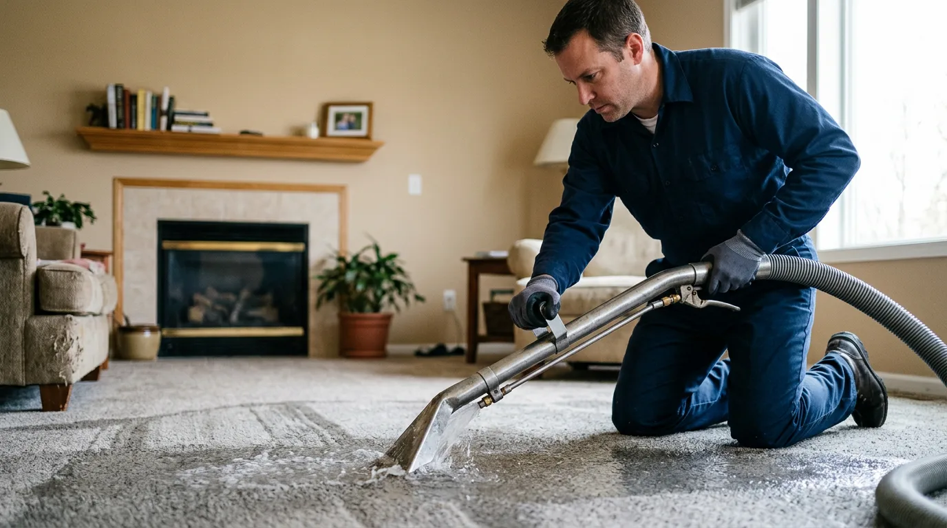 Water damage restoration technician working near Ixonia, WI